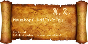 Mauskopf Kötöny névjegykártya